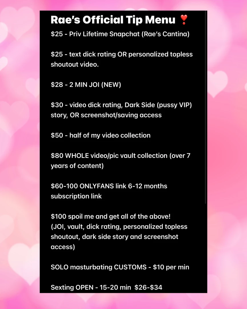 Here s the official updated 2025 tip menu message me if you want more part 1 