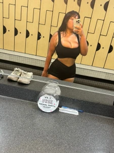 Sweaty at the gym and glistening