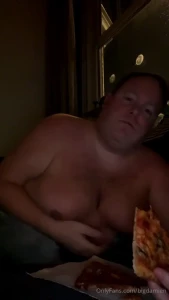 bigdamien - Just snacking on some pizza and playing with my nipples tonight such a 