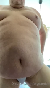 bigdamien - Showing off my fat in this new white underwear and playing with all 