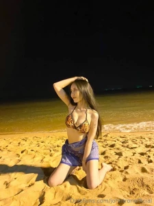 Mai at the beach waiting for me