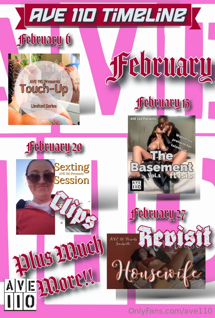 Ave 110 february timeline february will be the first full month of the 