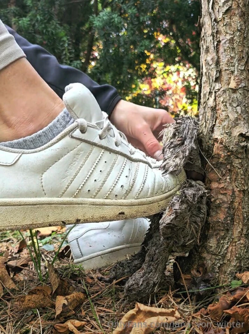 First i kick my stuffed bunny hard against a tree again and again with 