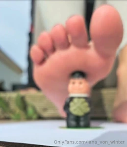 I start in sneakers and gently step onto the little marzipan figures