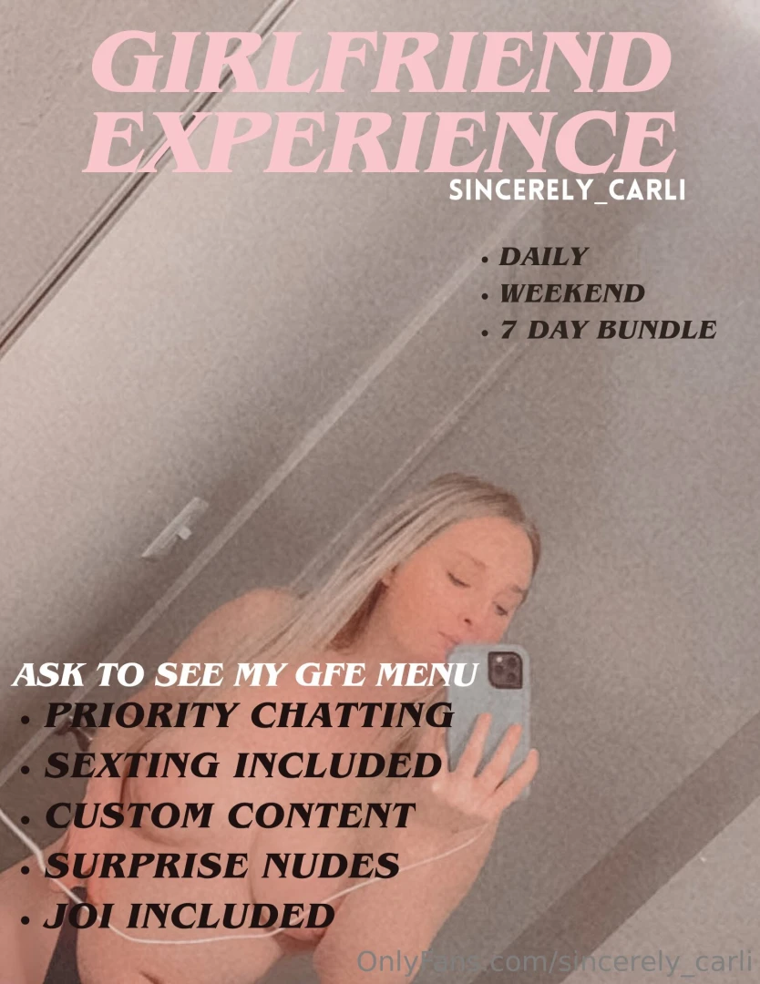 Gfe has everything you need to be fulfilled and happy treat yourself 