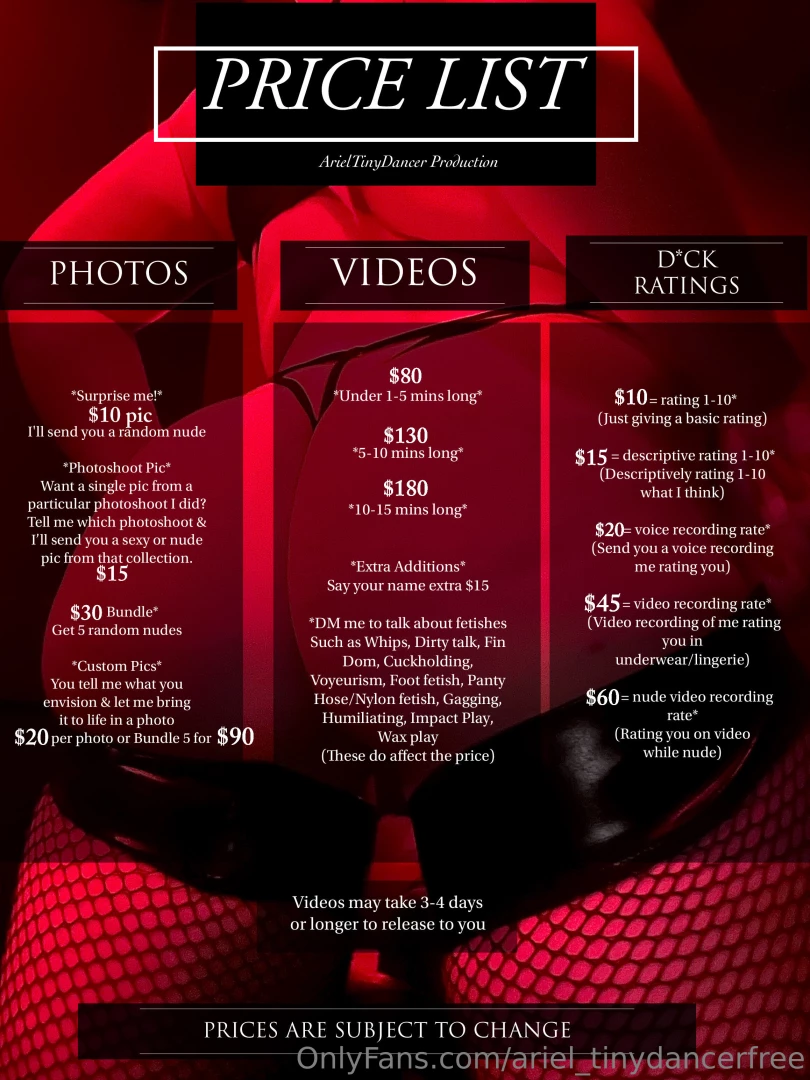 Heads up subscribers my prices have changed dm me for anything you see 