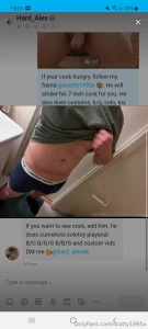 If you want to see cock add him he does cumshots solotoy playanal b g
