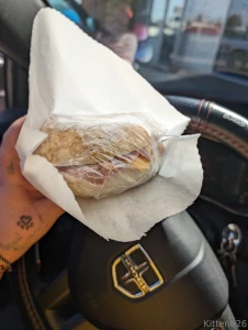 So proof and accountability got a protein bagel sandwich before off to