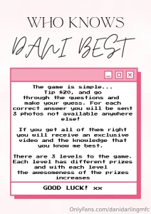 Are you feeling lucky then lets play a game of who know dani best tip part 1