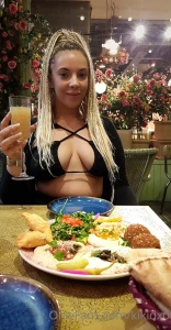 Tits out over dinner standard
