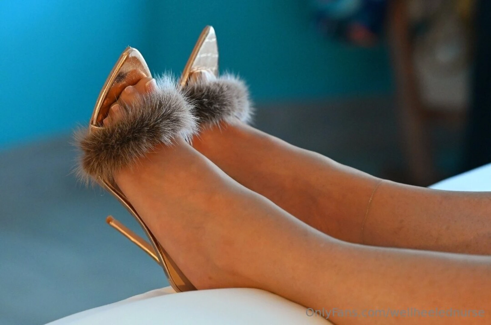 Mules highheels frenchpolish stockings pantyhose 