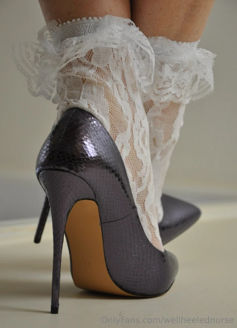 Frilly ankle socks and five inch highheels 