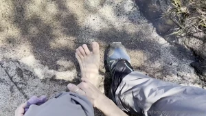 Mountain pedicure foot fetish i backpacked all day and gave myself a