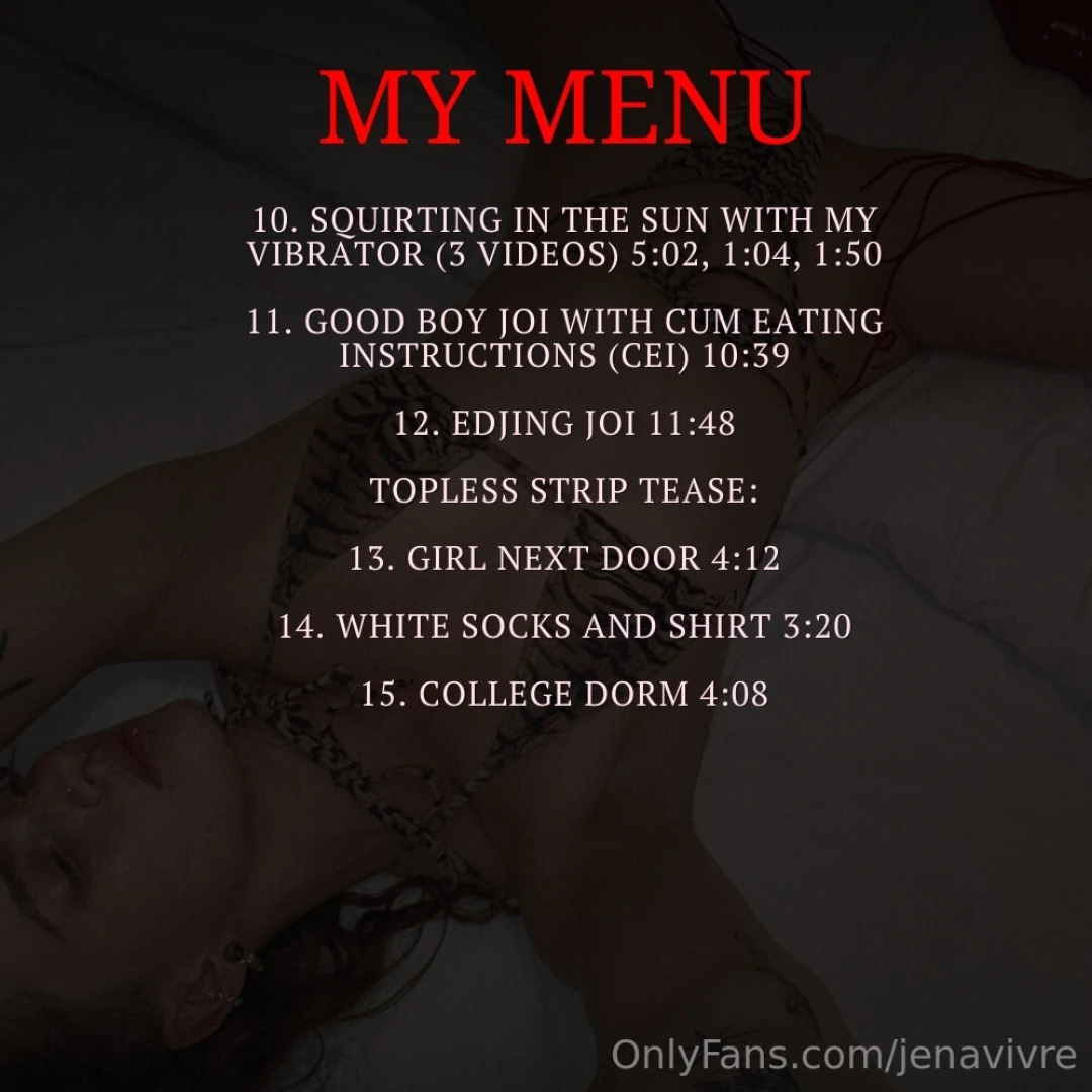 What would you like to see from my menus 