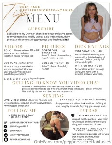 Hey y all i ve been getting many requests for my menu of content and