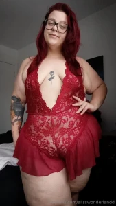 New hair i love this red combo lingerie and hair have a beautiful day
