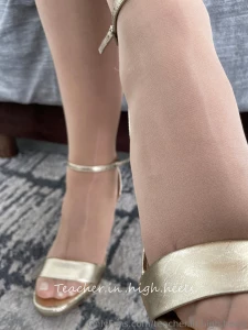 Like the nude shiny tights and golden shoes part 6