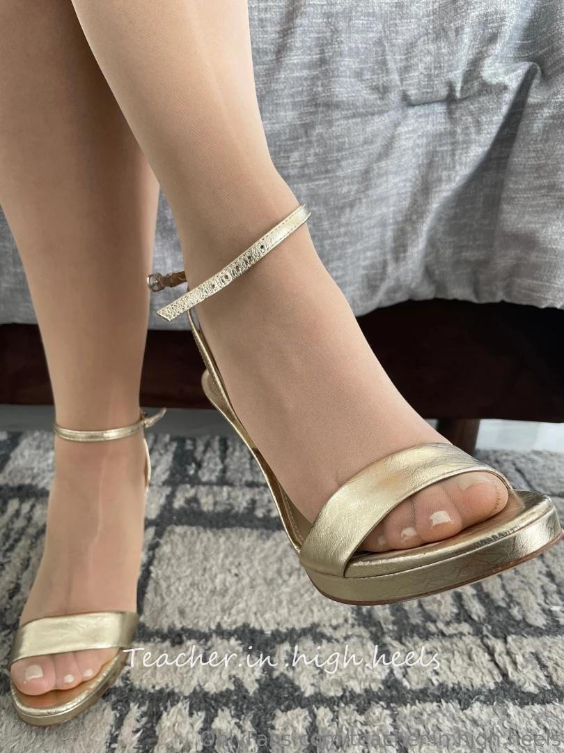Like the nude shiny tights and golden shoes part 12 