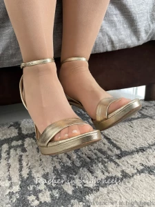 Like the nude shiny tights and golden shoes part 23