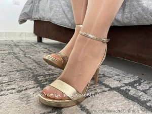 Like the nude shiny tights and golden shoes part 21