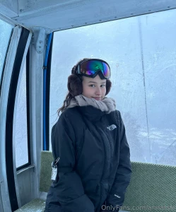 Feeling naughty on the ski lift unzipping my jacket amp showing you