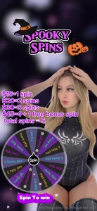 S p o o k y w h e e l available to spin for everyone - - 2 2 2 - once