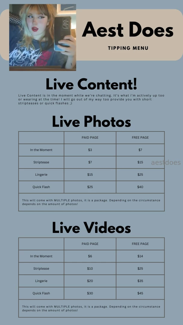 The tipping menu this is the free page so please follow the prices part 1 