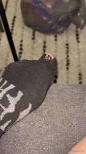 My toe wants to be free playing with the hole in my sock