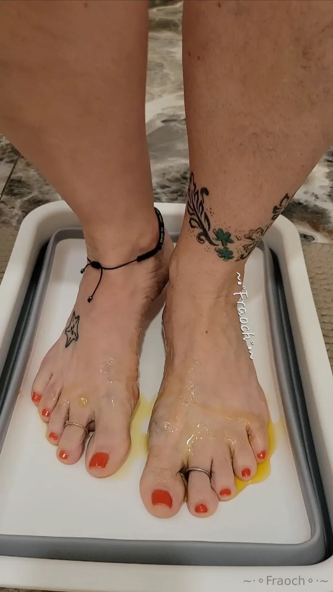 Poured olive oil on my feet for national extra virgin olive oil day 