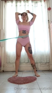 Having fun with hula hoop