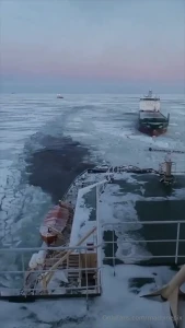 Atle-class icebreaker rescuing ice-locked ships