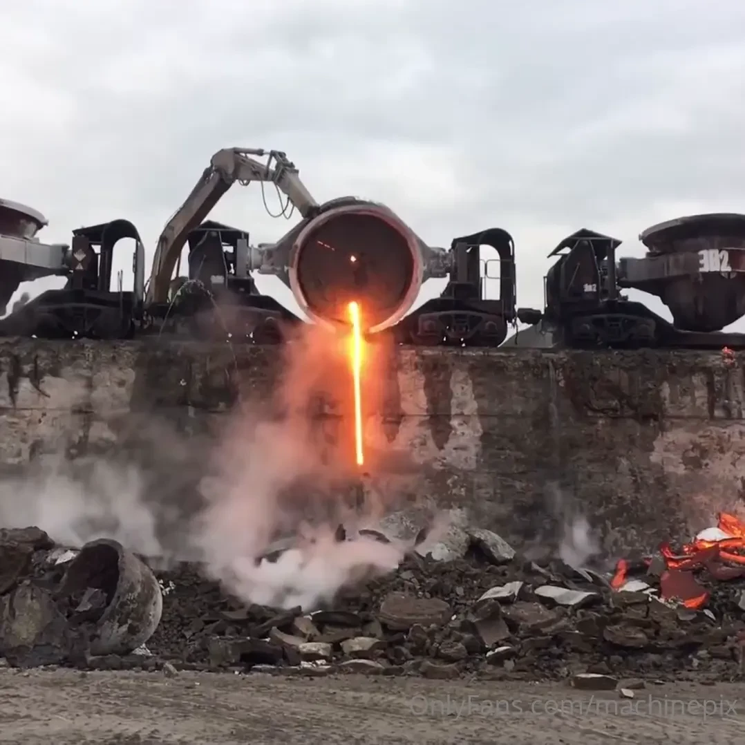 Slag dump train at a steelworks 