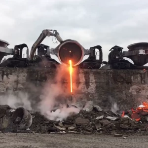 Slag dump train at a steelworks