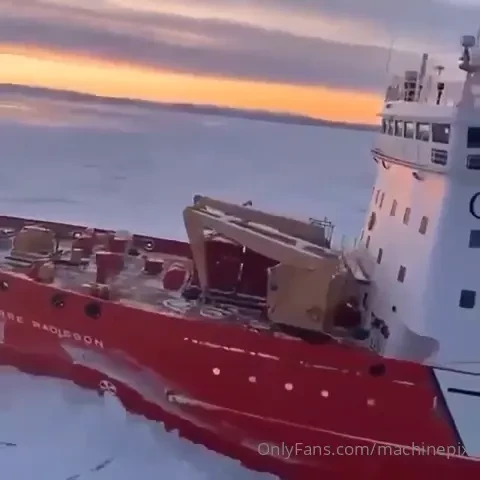 Ccgs pierre radisson icebreaker in the st lawrence river 