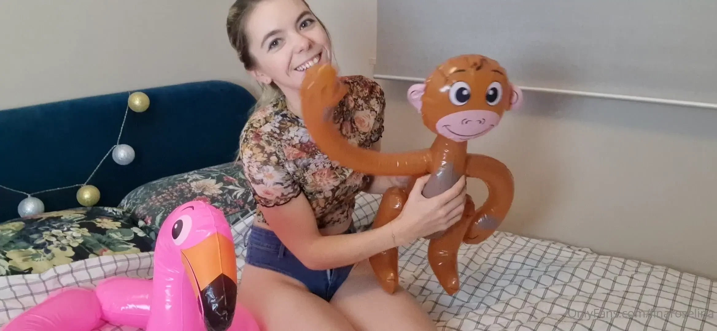 I inflated these 2 inflatables to play with on my bed i started 