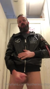 Cottage jerk off wearing alpha industries very shiny and rustly jacket
