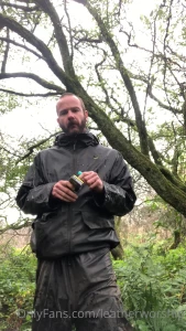 Wet waterproof walk in the woods