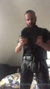 Dressing for the occasion boy required to worship my leathers top to