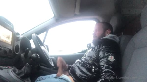 Public car park jerk while being watched by a white van man shot a