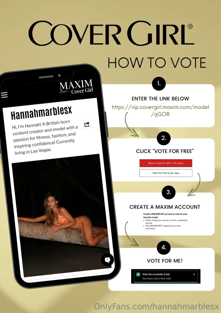 Hey baby i have entered a cover girl competition and i need your 