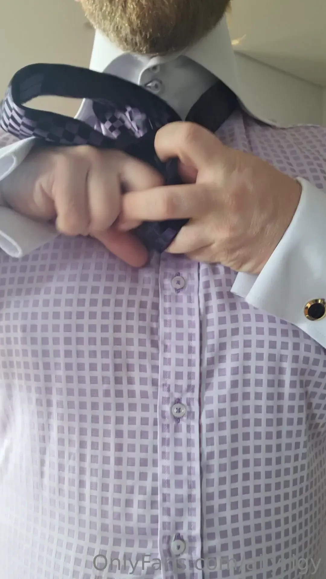 How i tie my tie and cum all over my striped shirts 4 high collar 