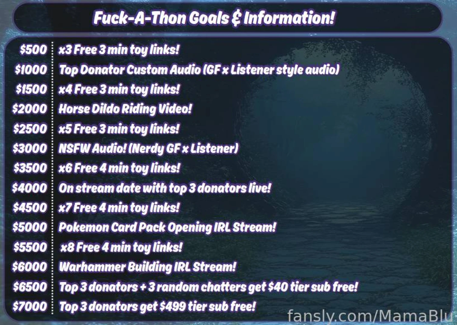Here are all the goals for next week a lil something for everyone gt 