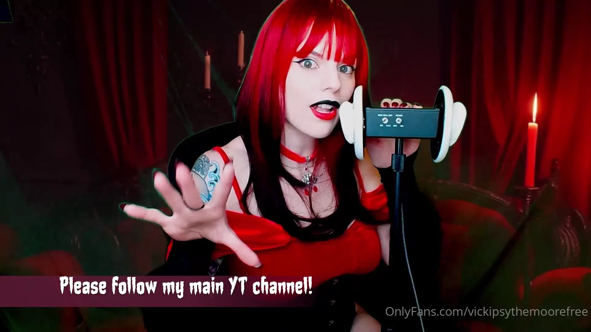 Asmr vampire thorn ear licking amp red nail taps close up amp lens 