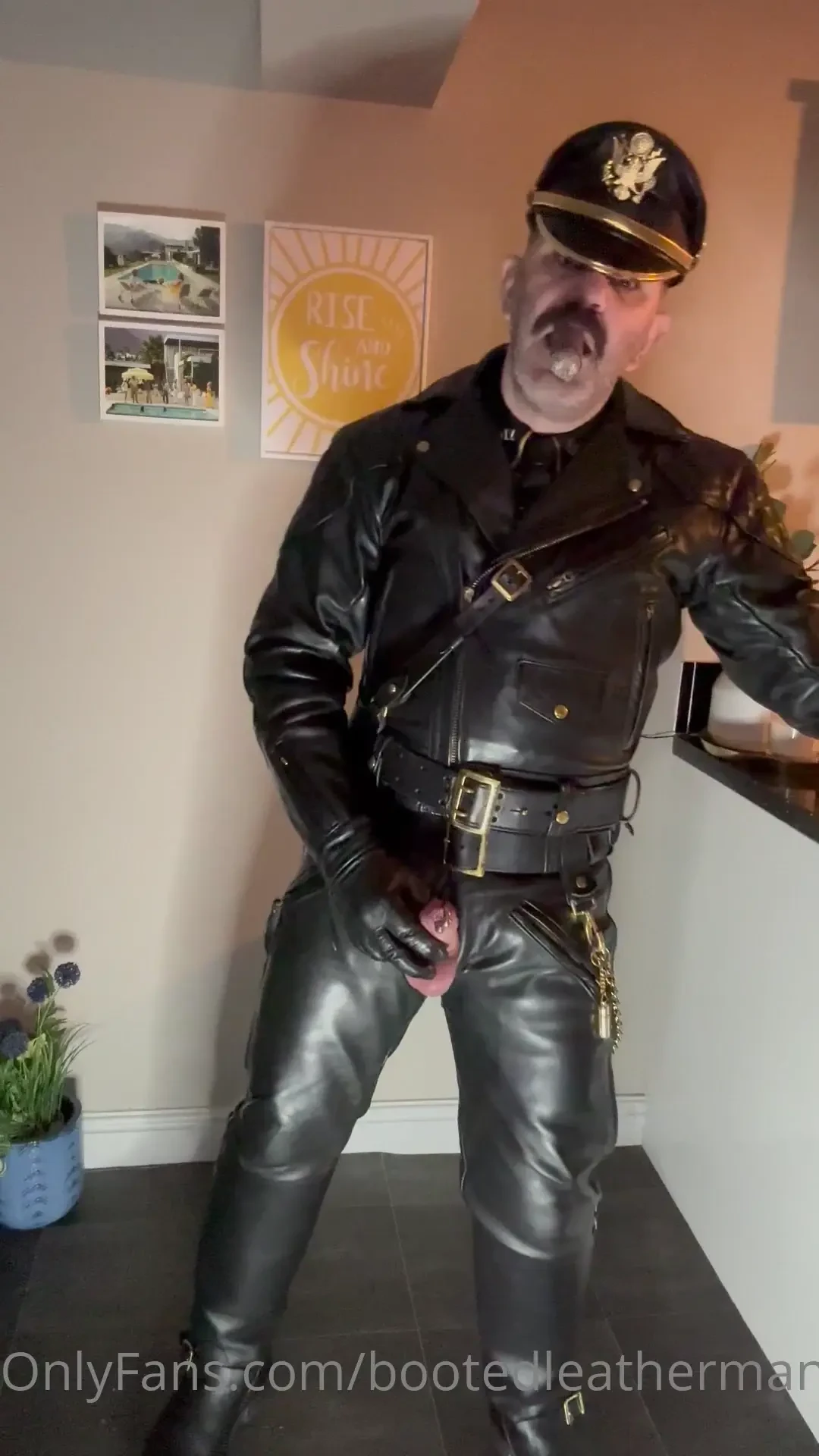 Leather boots cigar and cum 