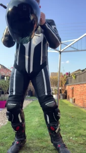 Leather clad biker