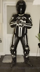 Masked leather biker
