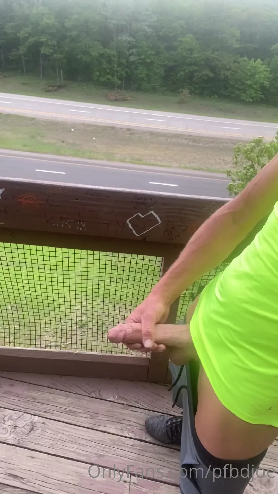 Stop to have a smoke jerk a bit and wave to the passing cars 