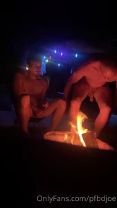 A little jerk off session by the campfire