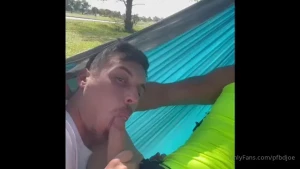 Amazing blow-job from stunning adam_mcqueenxxx hanging in a hammock on