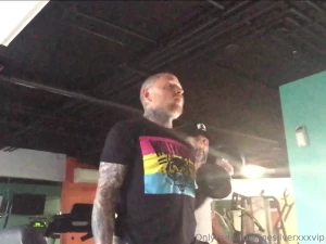 A nice workout and a hot bathroom fuck with the sexy tatted jason
